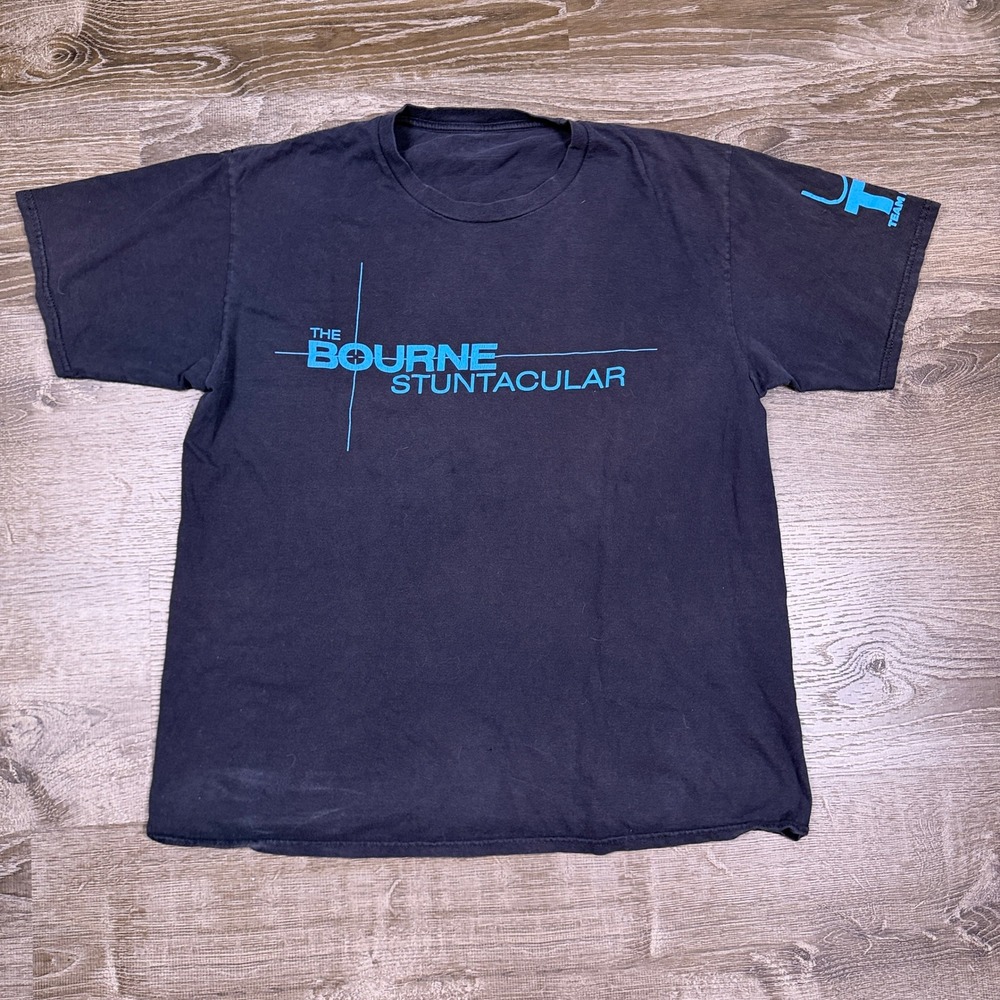 Universal Studios The Bourne Stuntacular T-Shirt Mens L Black Team Member Read!